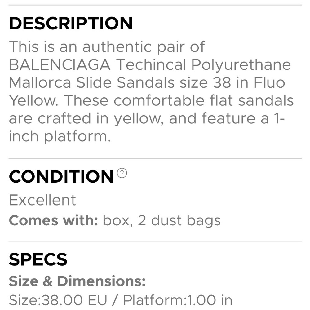 BALENCIAGA
Technical Polyurethane
Mallorca Slide Sandals
38 Fluo Yellow - Picture 8 of 12